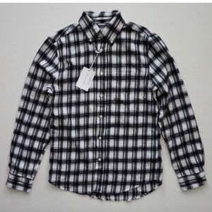 Gant Rugger Downtown Twill Flannel Slim LS Black White Check Shirt 3081632 Small